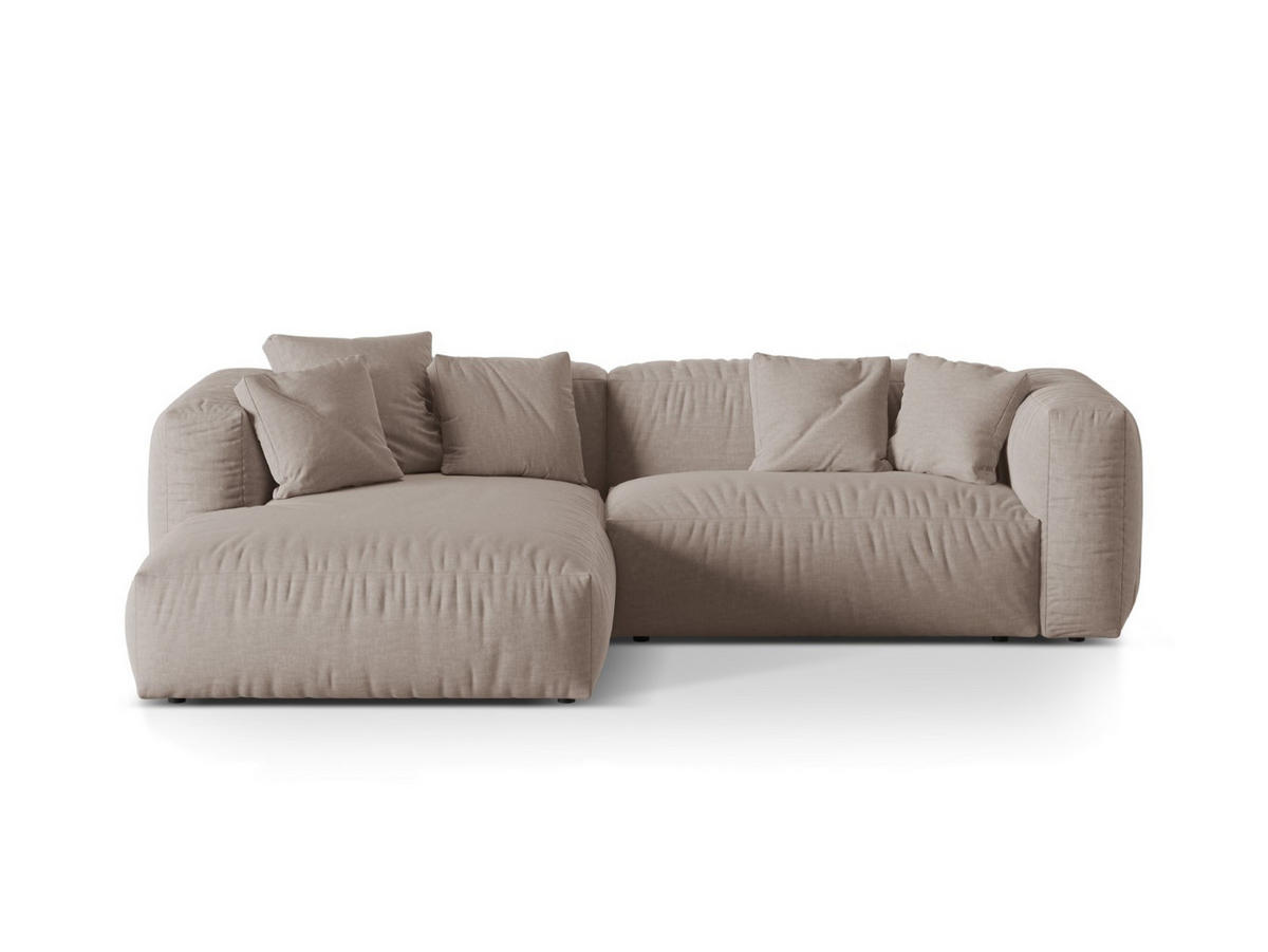 ECKSOFA modular links Martina aus strukturiertem Stoff dunkelbeige 2 Sitzplätze - Mokka, Textil (176/283cm) - Micadoni