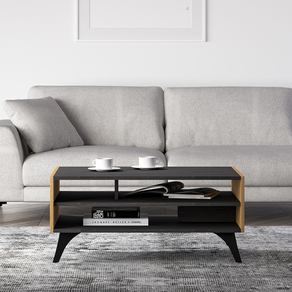 COUCHTISCH Soah Holz und Schwarz - Schwarz, Holzwerkstoff (60/90/40cm) - Petits-meubles