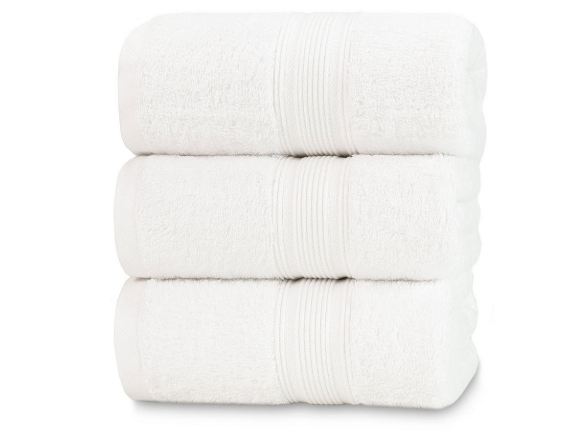 DUSCHTÜCHER, 3er-Set, 70x140 cm, 100% Baumwolle, Weiß - Weiß, Textil (70/140cm) - Zollner