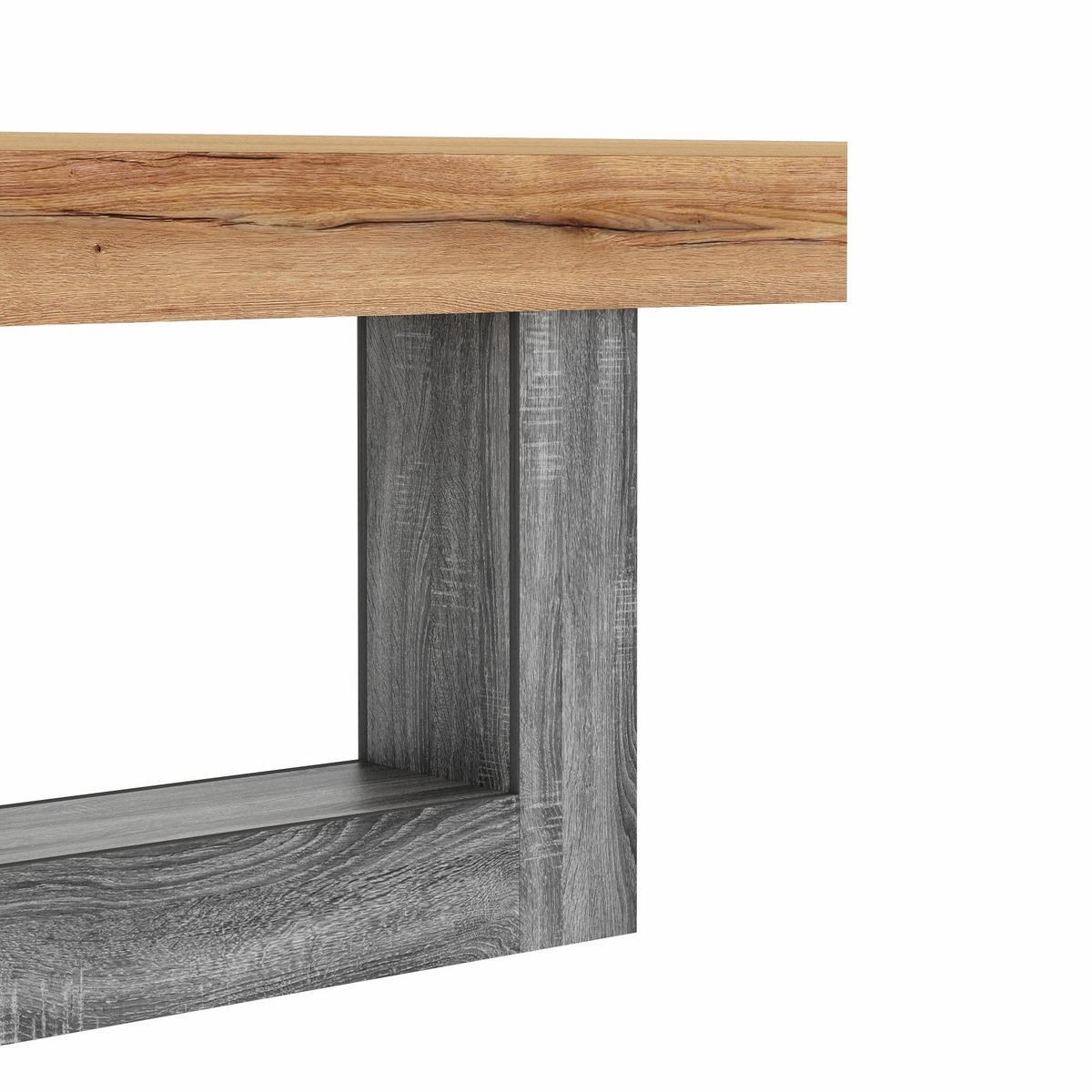 KONSOLENTISCH in Holzoptik Zweifarbige Beistelltisch für Flur/Wohnzimmer, 160L/30B/82,5(cm) - Naturfarben/Grau, Holzwerkstoff (30/160/82.5cm) - STILVORA