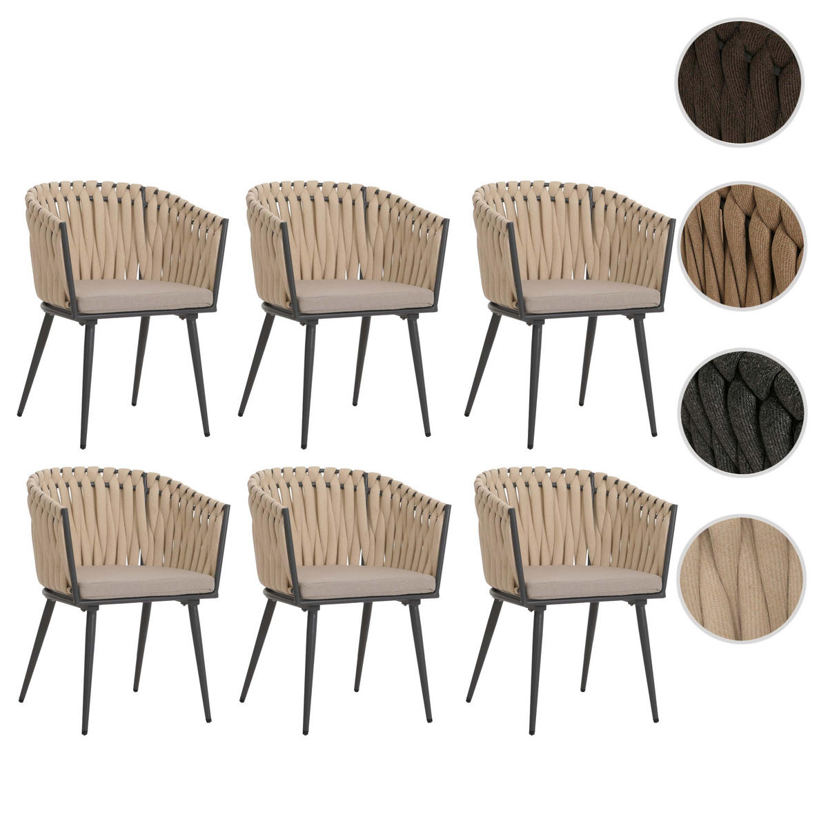 ESSZIMMERSTUHL Cremeweiß, Braun 6er-Set - Weiß/Braun, Textil (61/82/57cm) - MCW