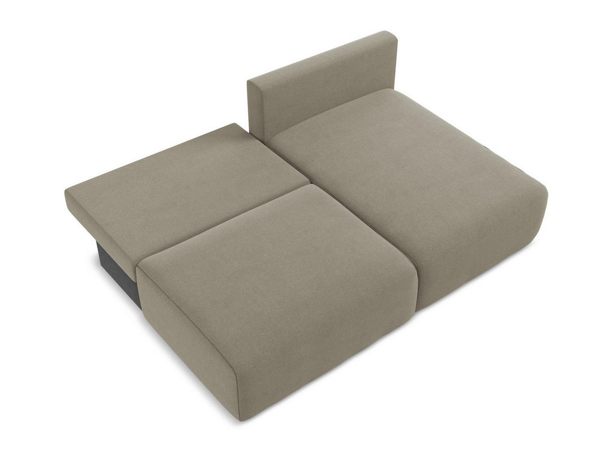ECKSOFA mit Schlaffunktion rechts Strukturstoff Stoff Beige - Beige/Schwarz, Kunststoff/Textil (210/149cm) - Makamii