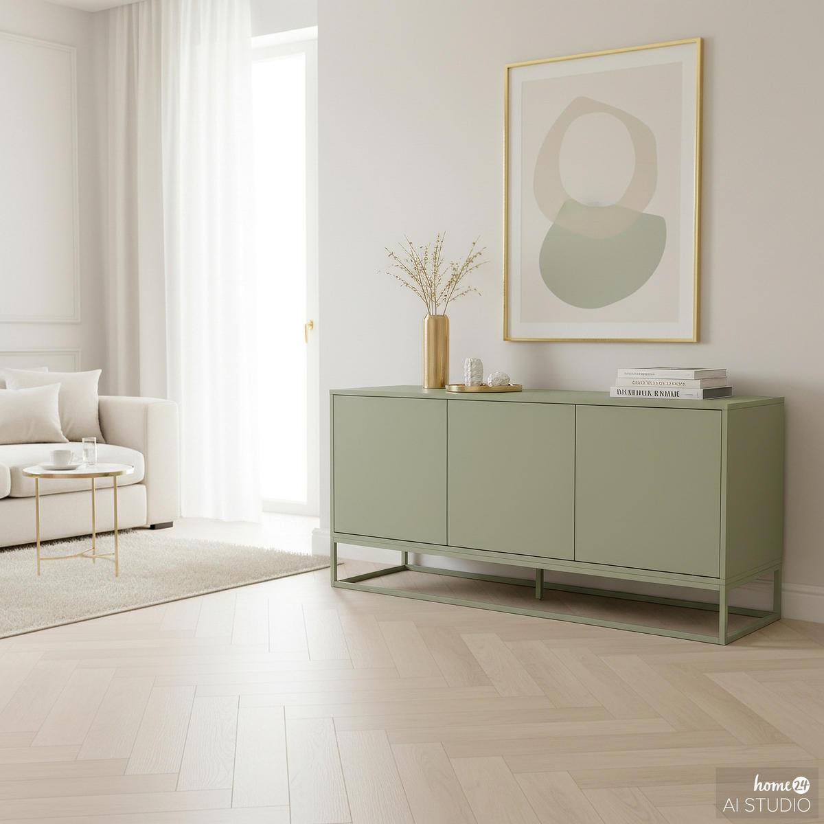 SIDEBOARD - Salbeigrün, Holzwerkstoff/Metall (180/76/40cm) - home24