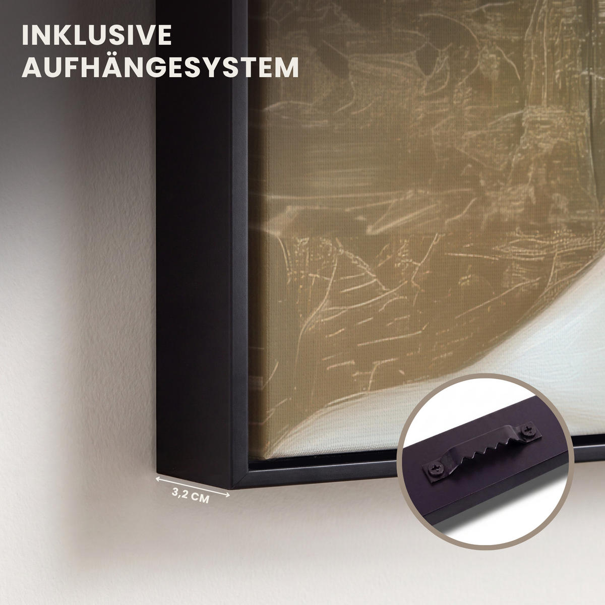 LEINWAND Bilder mit Rahmen - Gesicht - Blumen - Gold - Abstrakt - 50x70 - Goldfarben, Textil (50/70cm) - MuchoWow