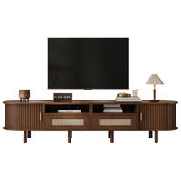 LOWBOARD 170/40/40 cm aus MDF mit Rattanfront und Schiebetüren Dunkelbraun - Braun, Holzwerkstoff (170/40/40cm) - Modenvie