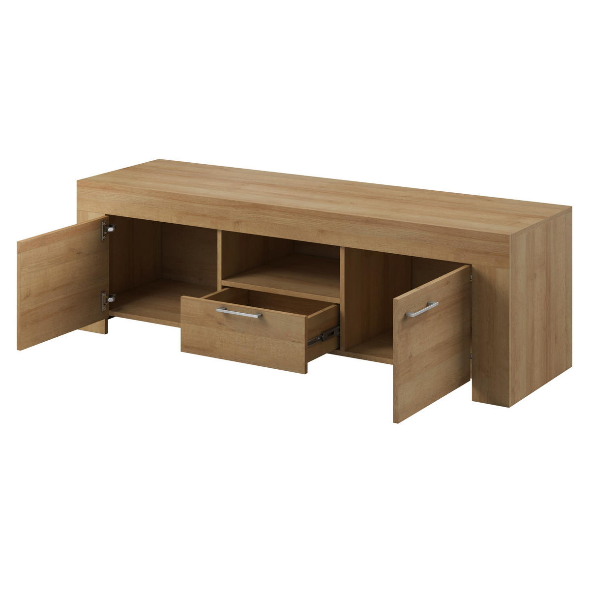 LOWBOARD CIELO 155x47x50 cm mit 1 Schubladen und 2 Türen Eichefarben - Eichefarben, Holzwerkstoff (155/50/47cm) - MASSENO