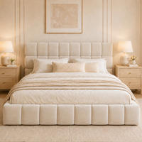 POLSTERBETT 140x200cm Samt Rückenlehne Jugendbett Beige - Beige, Textil (140/200cm) - FLIEKS