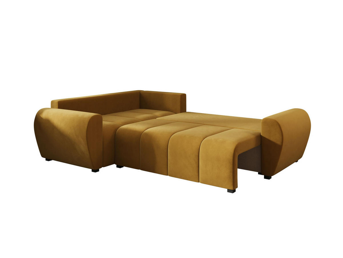 ECKSOFA MOLISA L PLUS Itaka 33 Rechts mit Schlaffunktion - Currygelb, Textil (235/175cm) - Bedante