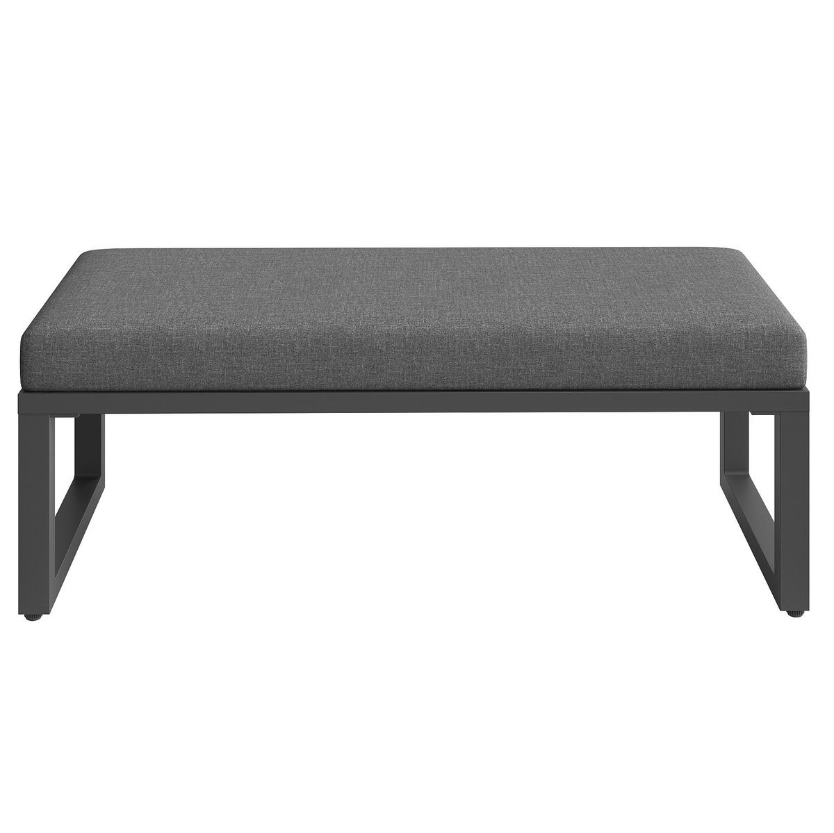 GARTENLOUNGE-SET 184/64/80 cm mit Tisch, Seilgeflecht, Glasplatte und Polsterkissen, Grau - Grau, Metall - Redom