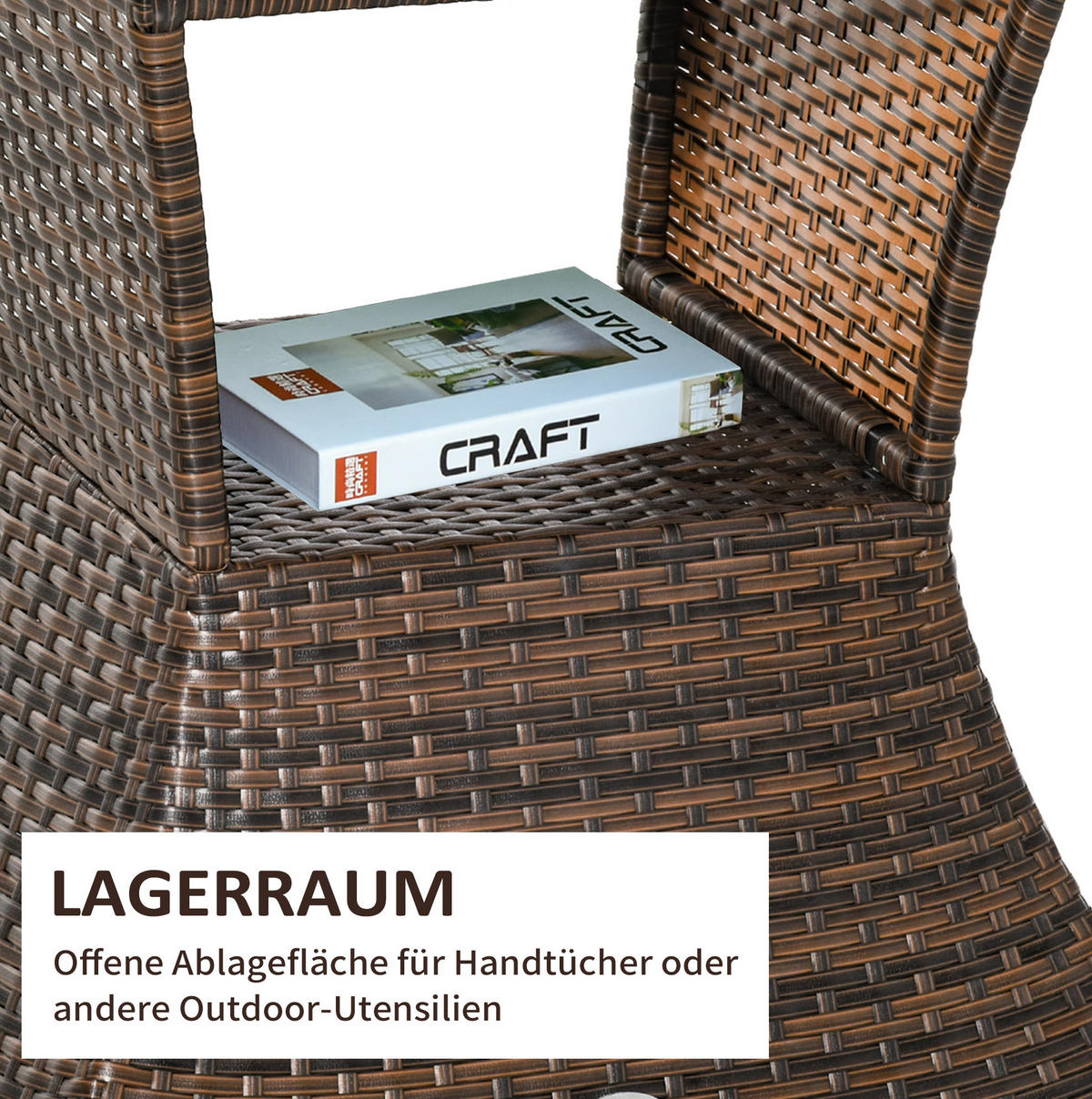 GARTENTISCH 54/54/55 cm braun aus Polyrattan mit Schirmständer - Braun, Kunststoff (54/54/55cm) - OKWISH