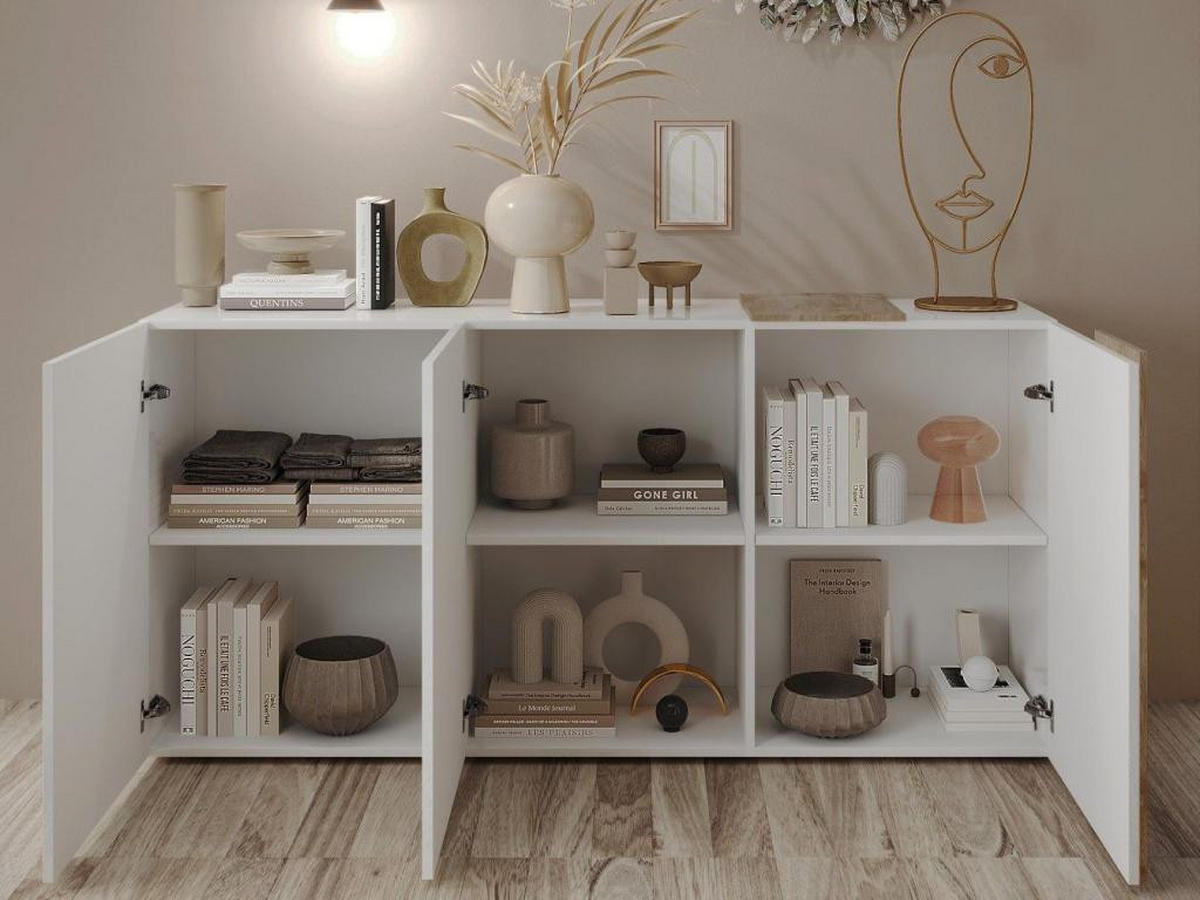 SIDEBOARD 3 Türen Pluton - L181 cm - Naturfarben, Holz (38/84.3/180.5cm) - Vente-Unique