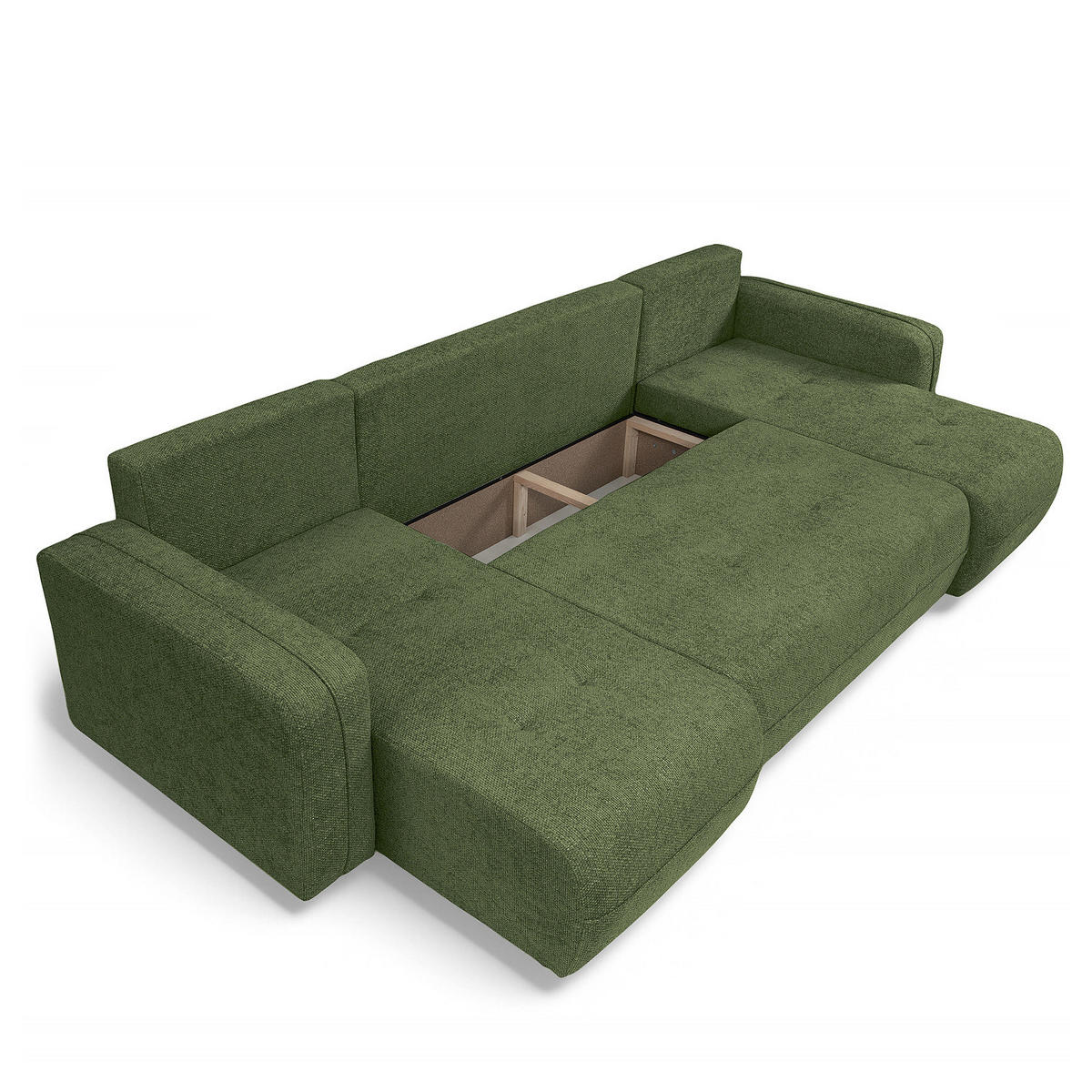 WOHNLANDSCHAFT - Wildeiche/Terracotta, Kunststoff/Textil (312/82/145cm) - home24