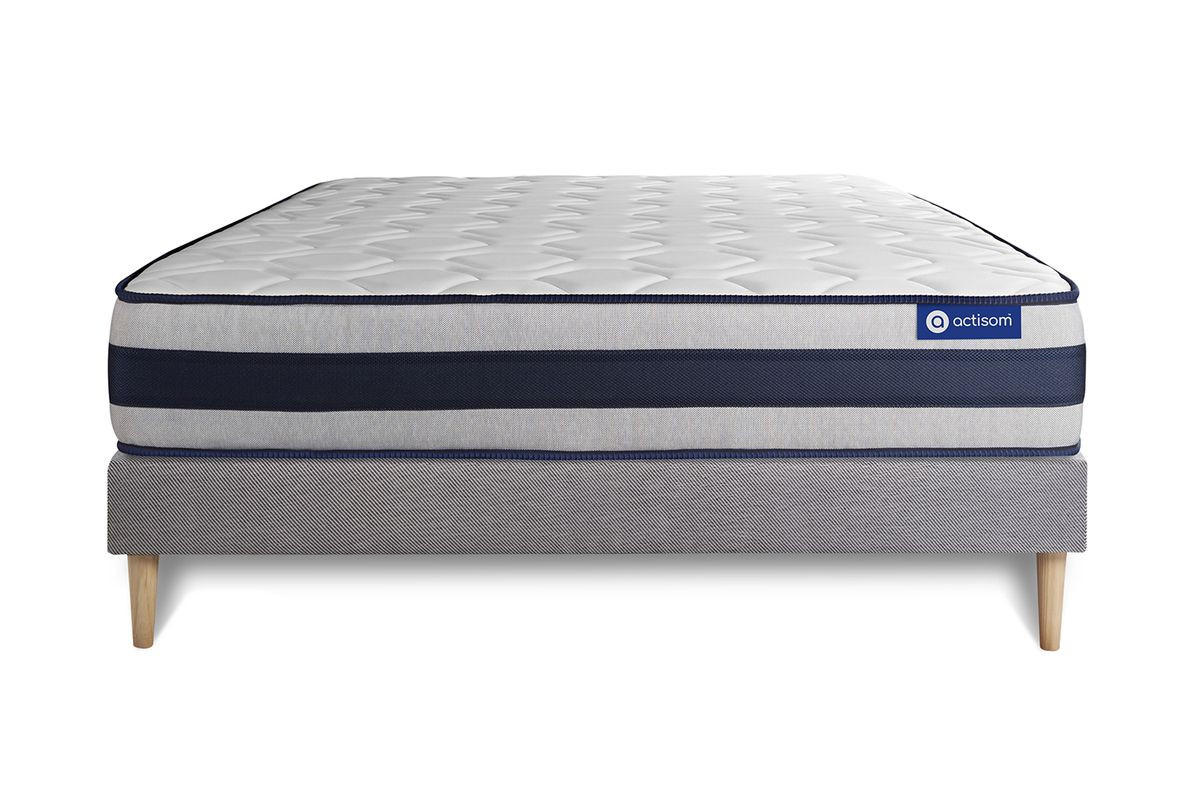 BETT Actilatex ergo Latex und Memory-Schaum 150 x 190 cm h3 - Kit Bettgestell Grau - Beige/Grau, Karton/Holz (150/190cm) - ACTISOM