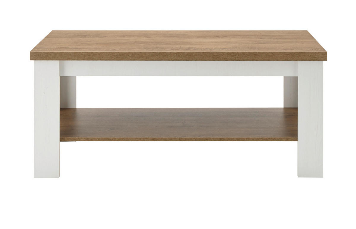 COUCHTISCH weiß Pinie, Eiche hell Landhaus Beistelltisch 120 x 60 cm - Eichefarben/Weiß, Holzwerkstoff (120/60/50cm) - Furn.Design