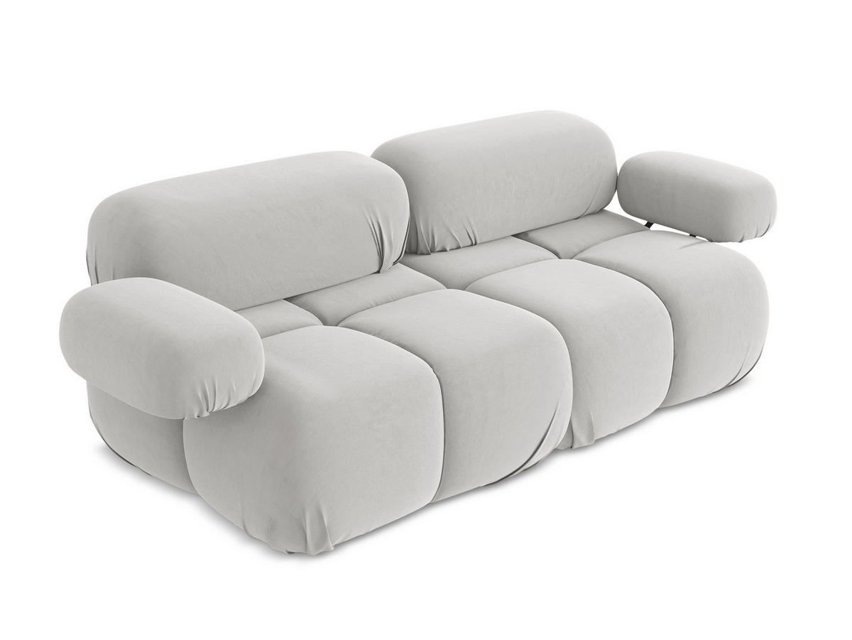 2-SITZER-SOFA Samt Stoff Grau - Silberfarben/Schwarz, Kunststoff/Textil (190/70/96cm) - Makamii