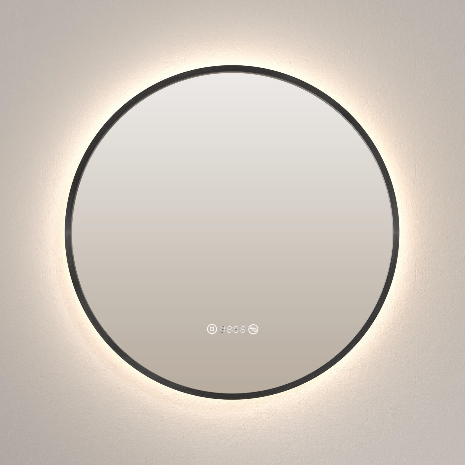 BADSPIEGEL Rund mit Beleuchtung Schwarz ф70 cm - Schwarz, Glas (70/3.1/70cm) - EMKE