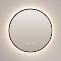 BADSPIEGEL Rund mit Beleuchtung Schwarz ф70 cm - Schwarz, Glas (70/3.1/70cm) - EMKE