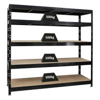 SCHWERLASTREGAL Rhino 180x200x60 cm 5 Spanplatten-Ebenen 8mm Fachlast 500 kg Schwarz - Schwarz, Metall (200/180/60cm) - PROREGAL