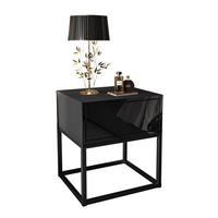 NACHTTISCH BLANCO LOFT II auf schwarzem Gestell Schwarz Hochglanz - Schwarz Hochglanz, Holzwerkstoff (45/52/36.5cm) - Lookway
