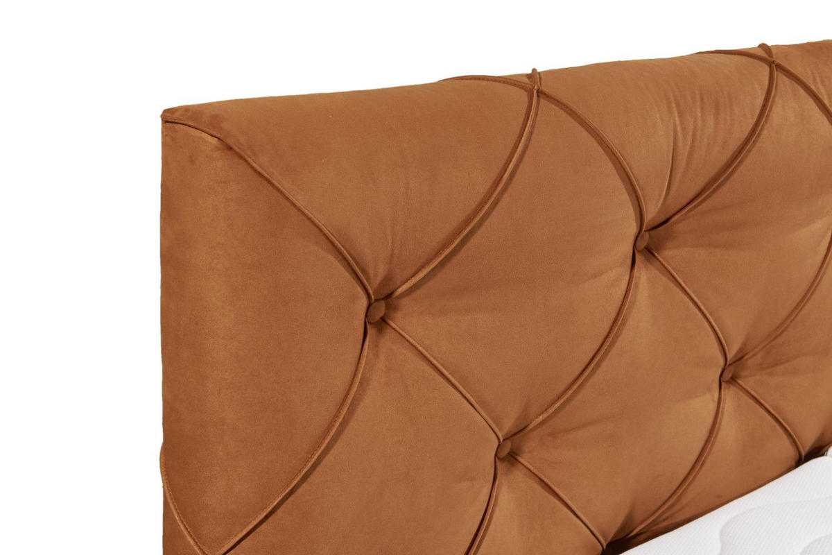 BOXSPRINGBETT 180x200 – Motorfunktion, 7-Zonen-Tonnentaschen-Federkernmatratze, Gel-Lux-Topper - Cognac/Anthrazit, Holz/Kunststoff (180/200cm) - ed exciting design