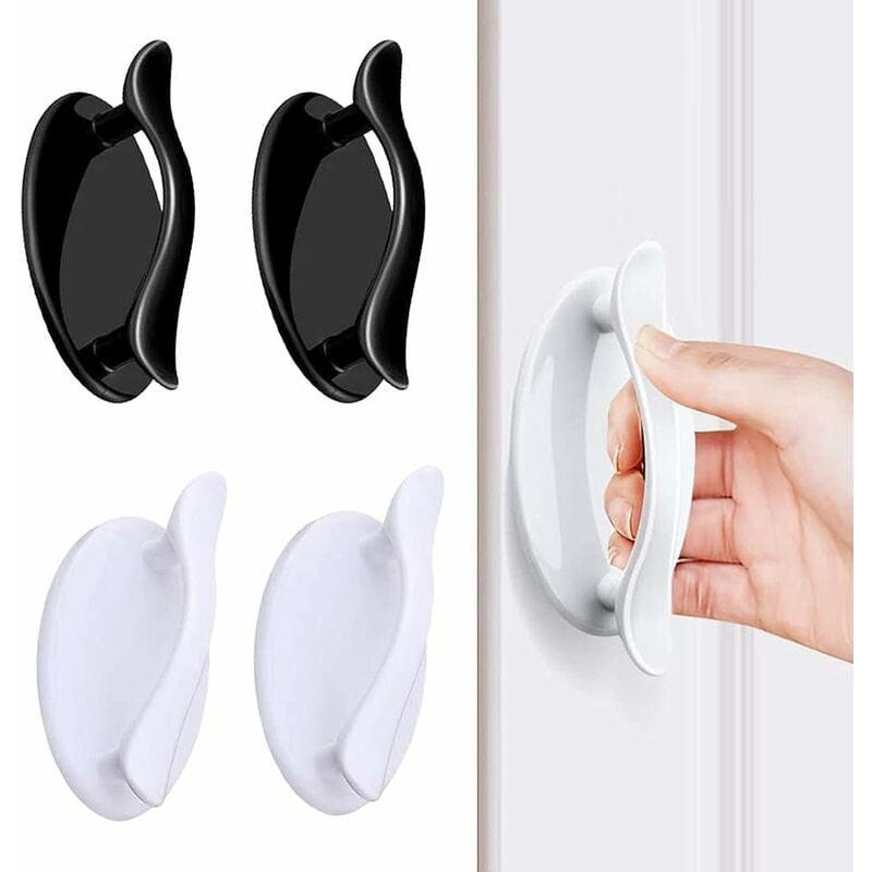 MÖBELGRIFF Schwarz Weiß 4er-Set Klebegriffe - Multicolor, Glas (2.9/2.9/8.2cm)