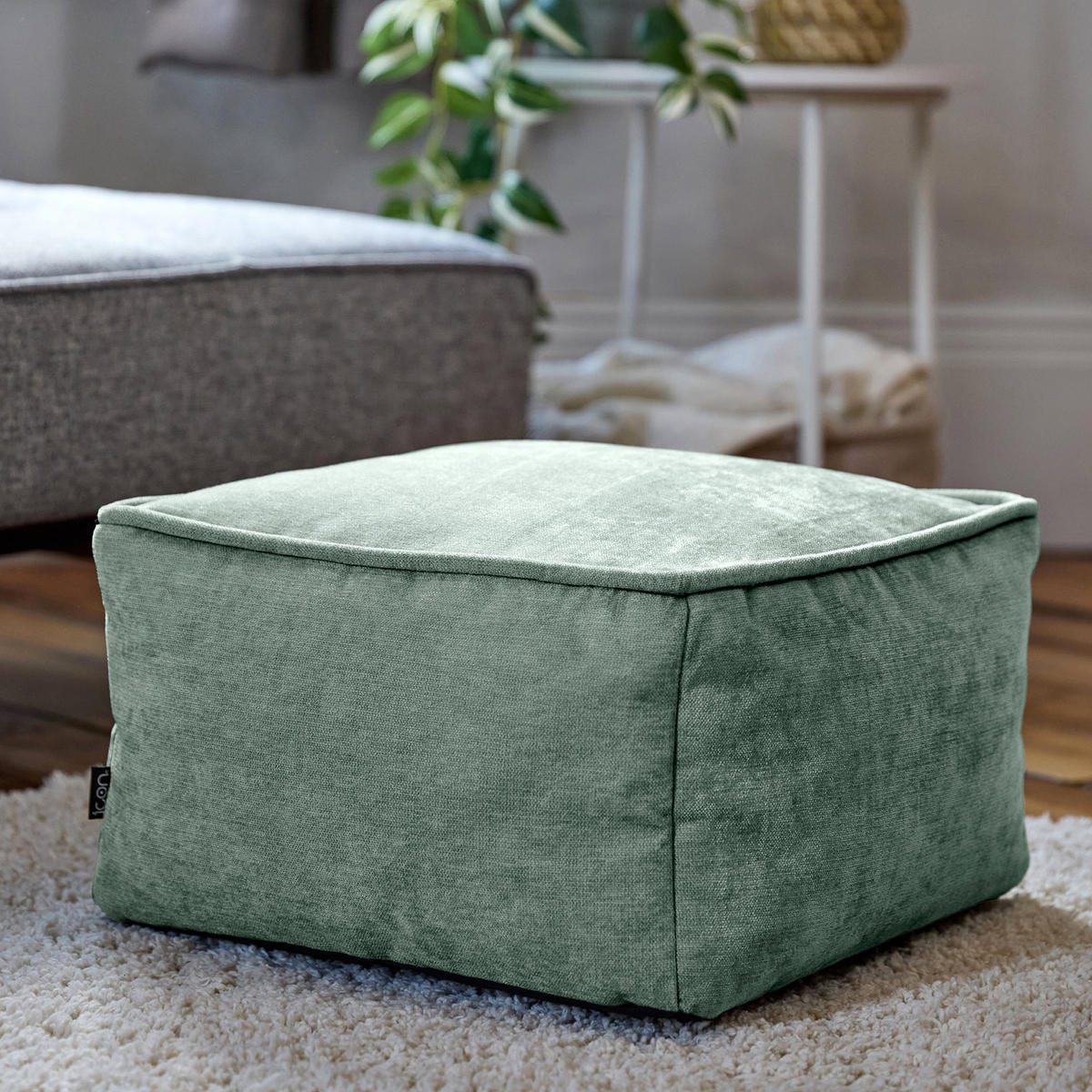 SITZPOUF Chenille Amara - Salbeigrün, Kunststoff/Textil (40/24/40cm) - icon