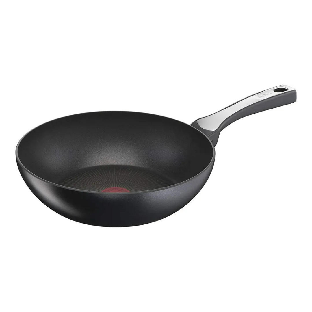 WOKPFANNE Unlimited On Schwarz 28 Cm Induktion Titanium Antihaft Tefal - Schwarz, Kunststoff/Metall (28cm) - Tefal