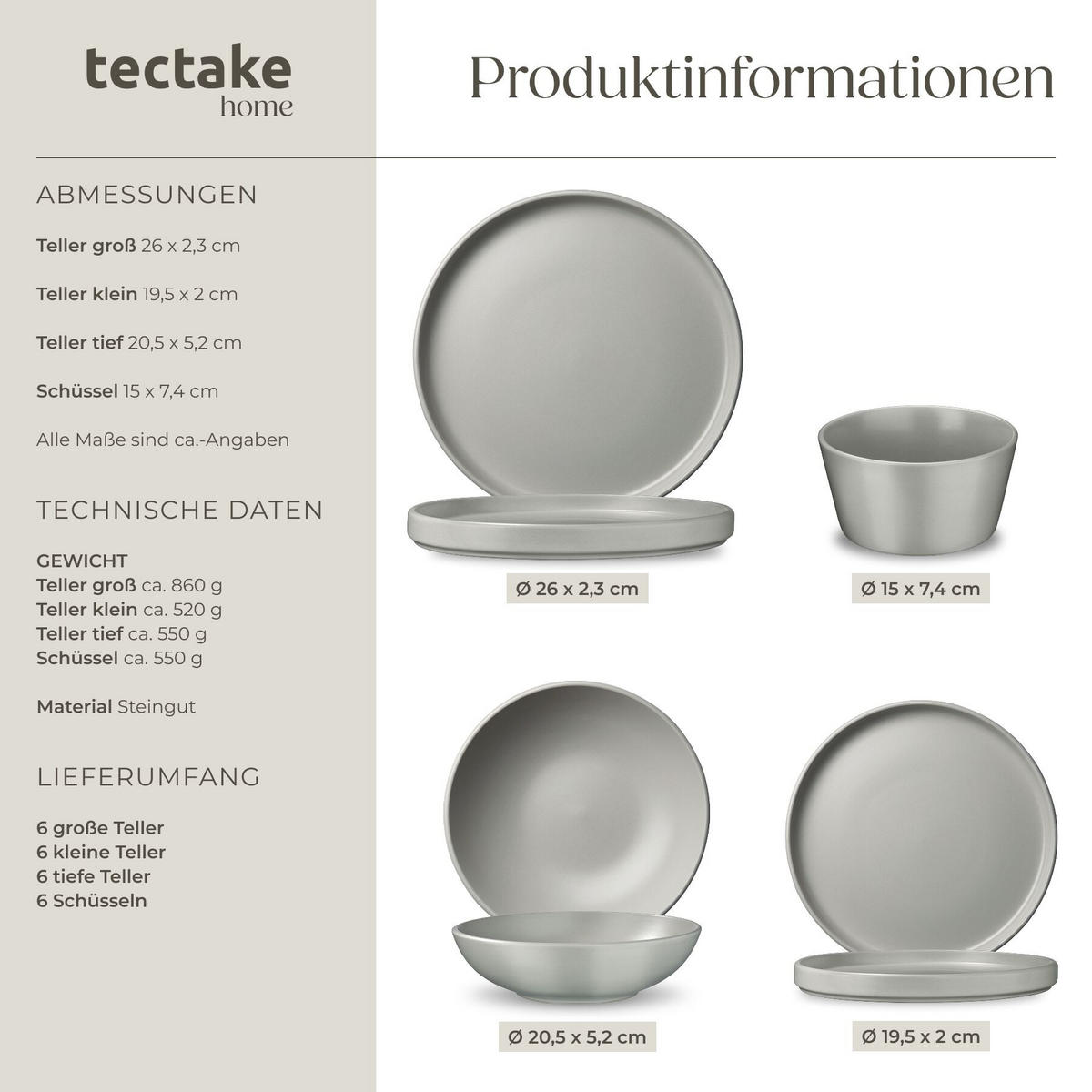 KÜCHENSTARTERSET 40er Set Una/Genua, inklusive Küchenwerkzeugen, Topfschonern und anklemmbaren Griffen, grau/weiß - Weiß/Grau, Keramik (27.5/13/44cm) - tectake