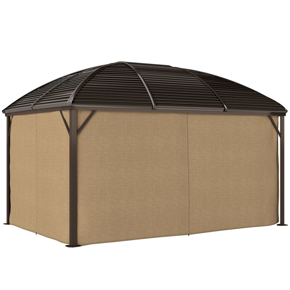 GARTENPAVILLON, Partyzelt, Festzelt, 4 x Doppel-Seitenteile, wasserdicht, 2 Laternenhaken, ca. 4 x 3 x 2,8 m, Braun - Braun, Metall (398/280/298cm)