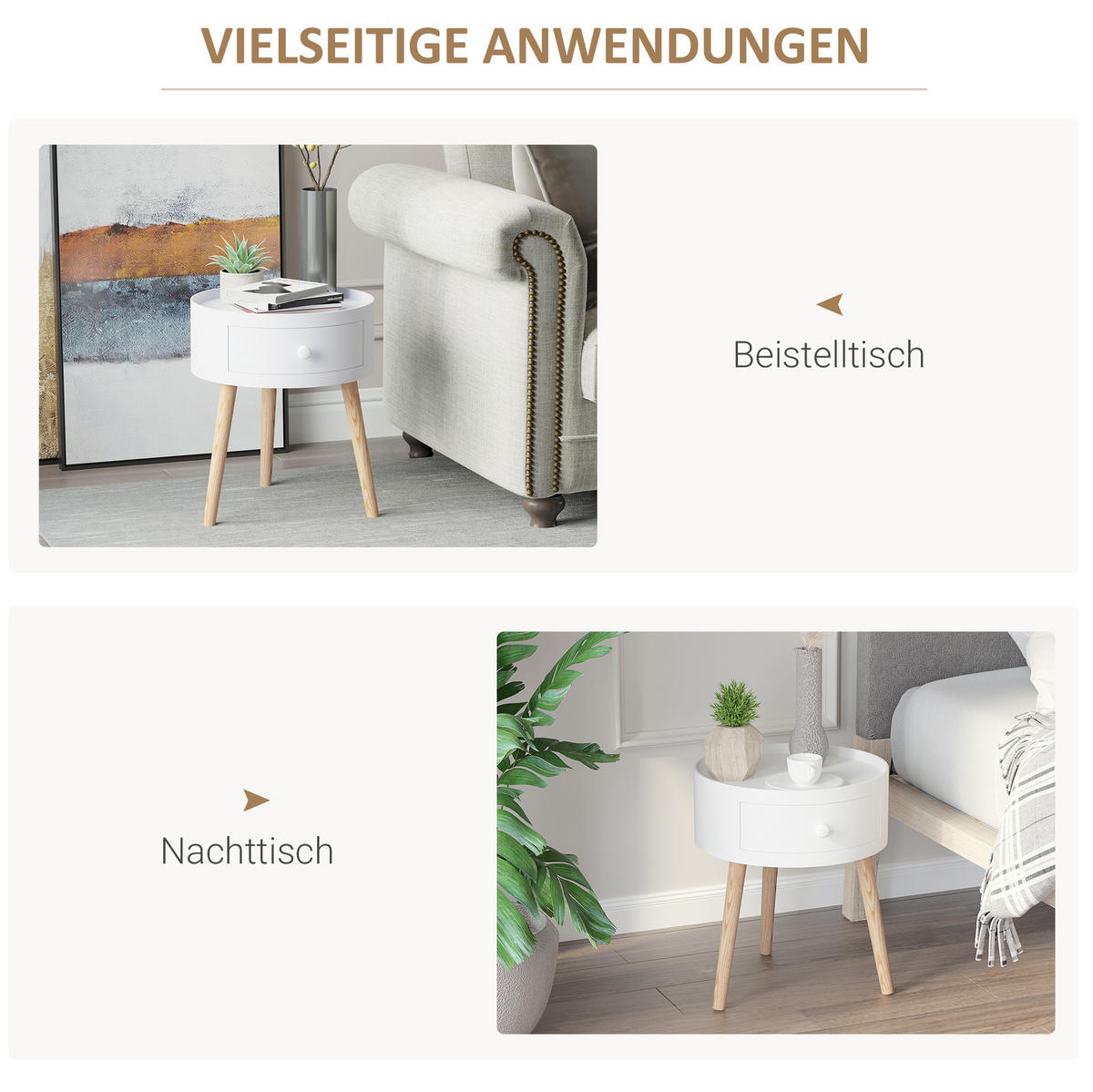 COUCHTISCH aus Holz 38x38x45 cm in Weiß mit Schublade - Weiß, Holzwerkstoff (38/38/45cm) - Modfu