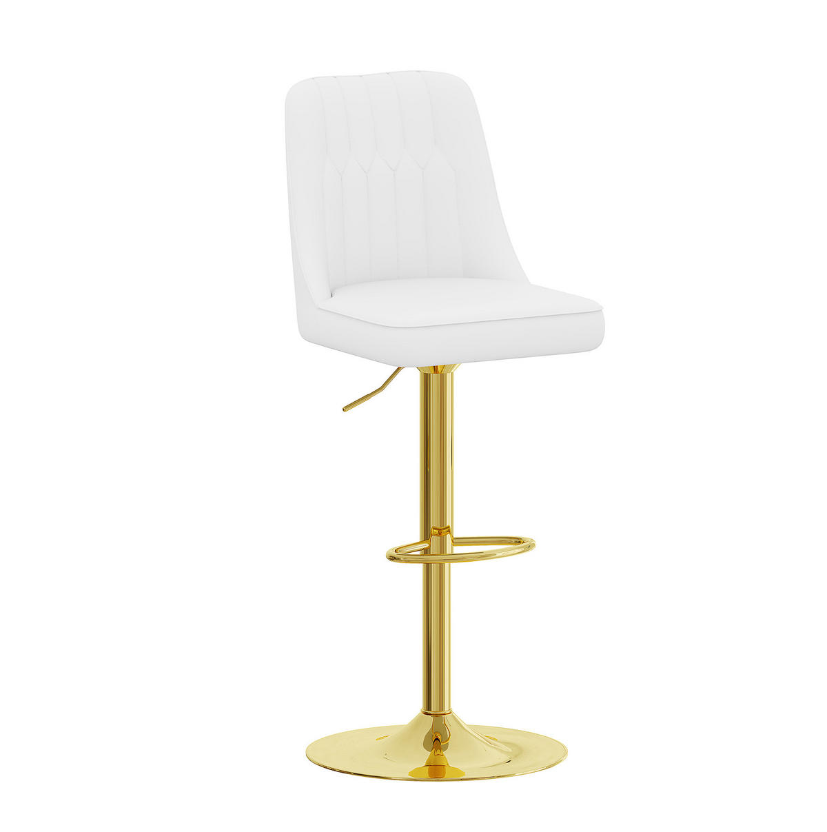 BARHOCKER-SET 2-teilig höhenverstellbar Weiß/Gold mit 360°-Drehfunktion - Weiß, Metall (44/117.5/44cm) - MIVRAY