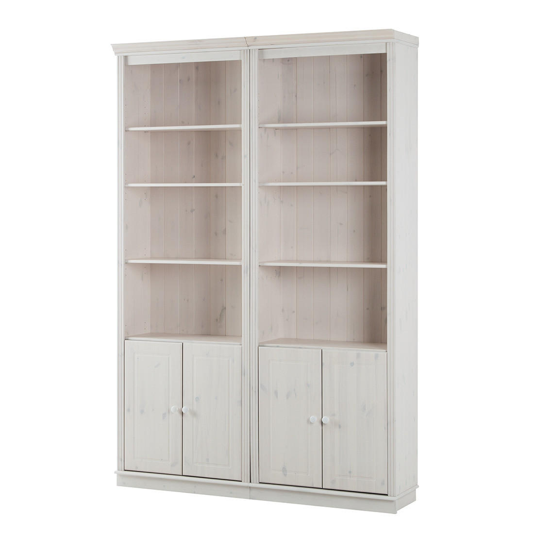 BÜCHERWAND - Kiefer massiv, Typ A - Weiß/Kieferfarben, Holz (148/223/37cm) - home24