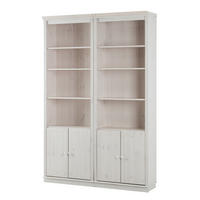 BÜCHERWAND - Kiefer massiv, Typ A - Weiß/Kieferfarben, Holz (148/223/37cm) - home24