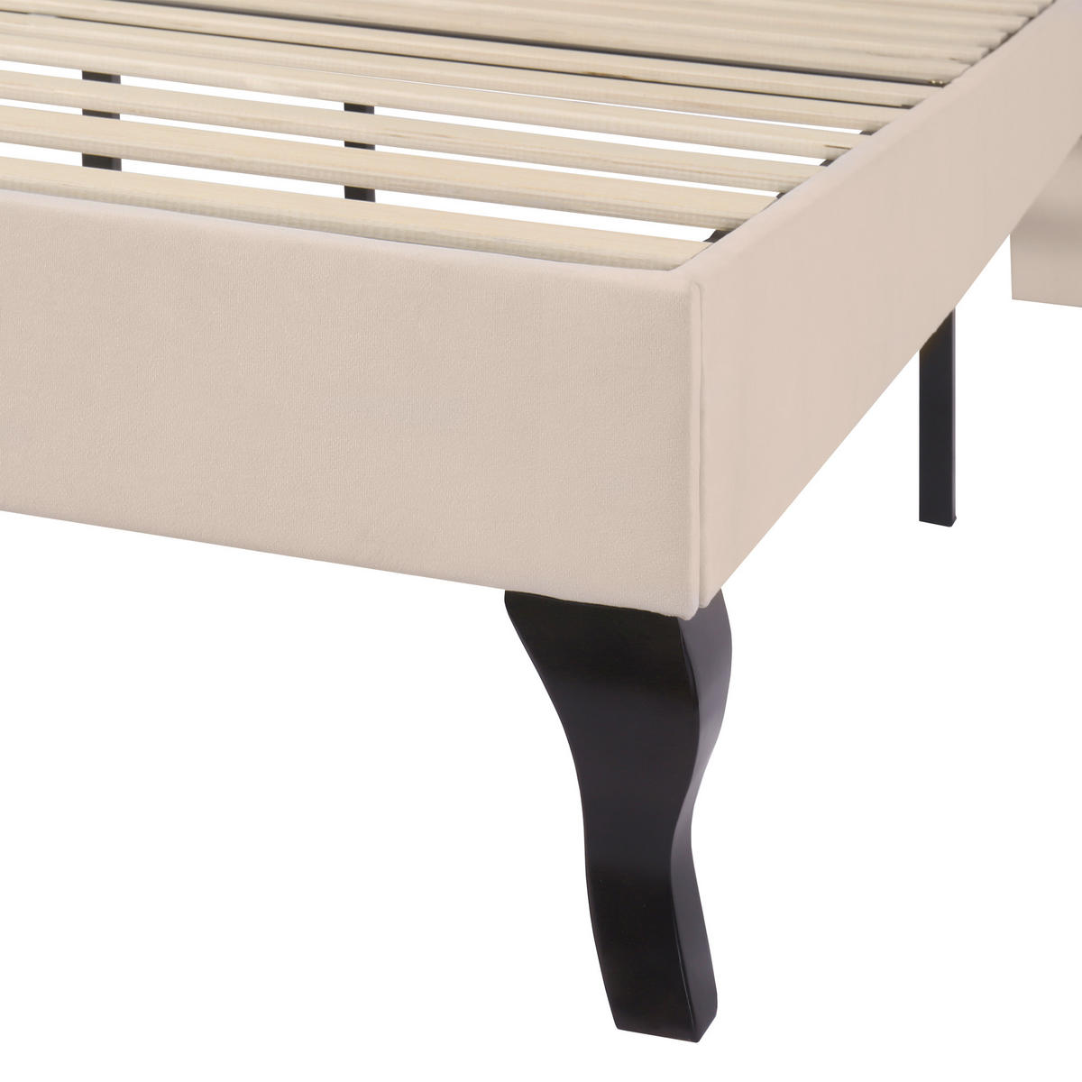 POLSTERBETT 140x190 Kopfteil Höhenverstellbar Lattenrost Velours Beige - Weiß, Textil - FLIEKS