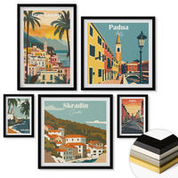WANDBILDER 5er-Set - 50x50 cm & 20x30 cm & 40x60 cm Schwarzer Rahmen - Retro-Stadtansichten Sedona Sintra - Schwarz, Kunststoff (40/60cm) - ArtPrintCave