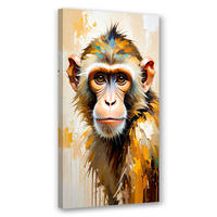 LEINWANDBILD Bunte Affen Tiere Afrika 50x100cm - Beige, Textil (50/100cm) - Feeby