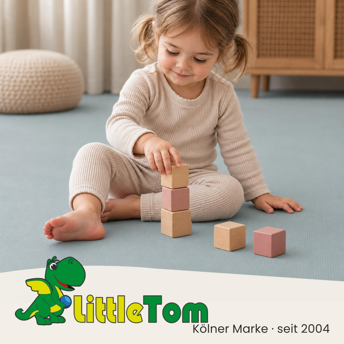 SPIELMATTE Uni - 50x50x1 cm - Puzzlematte Graublau - Blau, Kunststoff (50/50cm) - Littletom