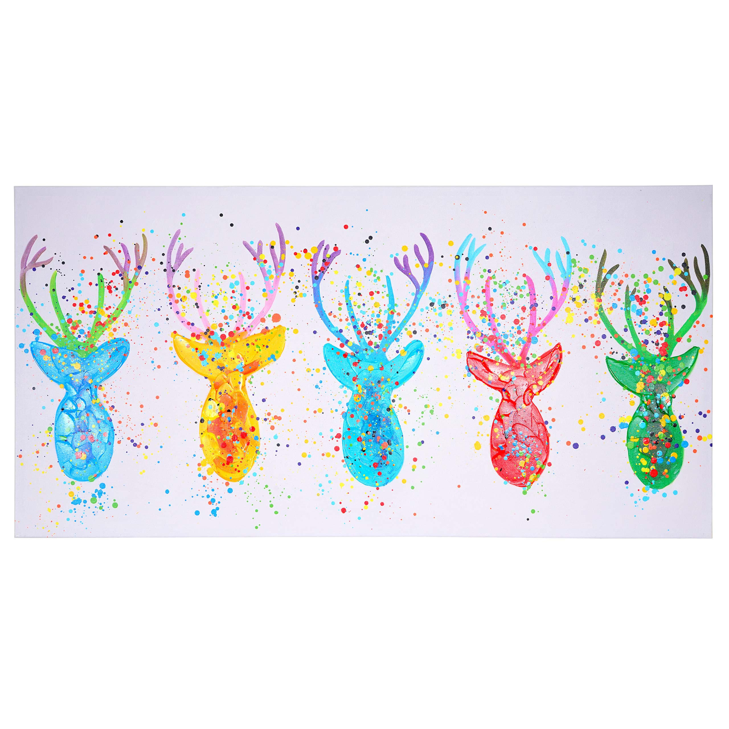 ÖLGEMÄLDE HIRSCHE HANDGEMALT Mehrfarbig - Multicolor, Textil (70/140cm) - MCW