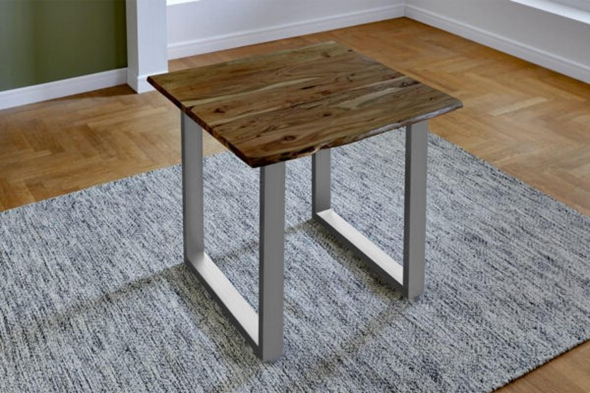 ESSTISCH LUBIN - Silberfarben/Braun, Holz/Metall (90/90/77cm) - SAM