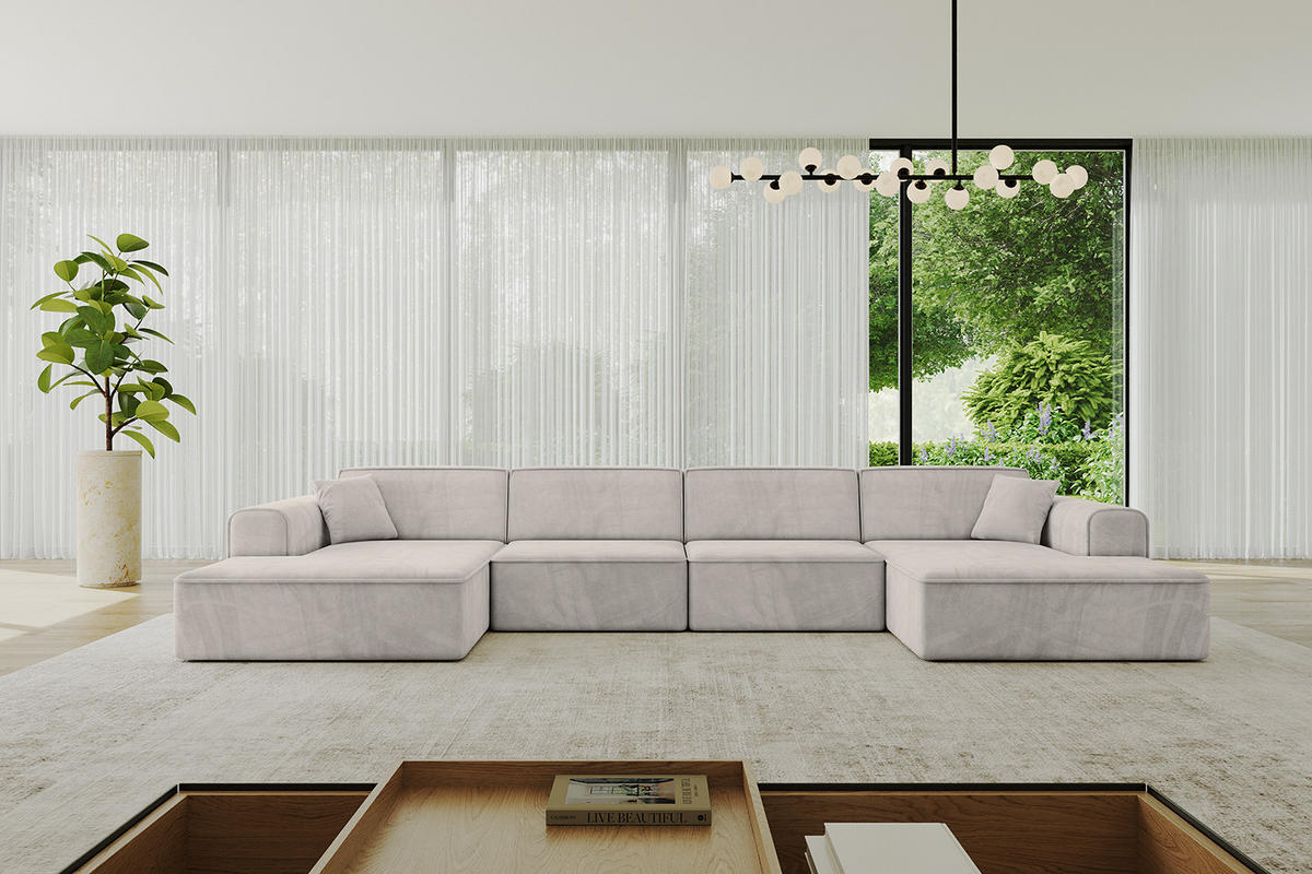 WOHNLANDSCHAFT IREA-U2-v3 - 388x171x79 cm Hellbraun - Hellbraun, Holzwerkstoff/Textil (388/79/171cm) - ALTDECOR