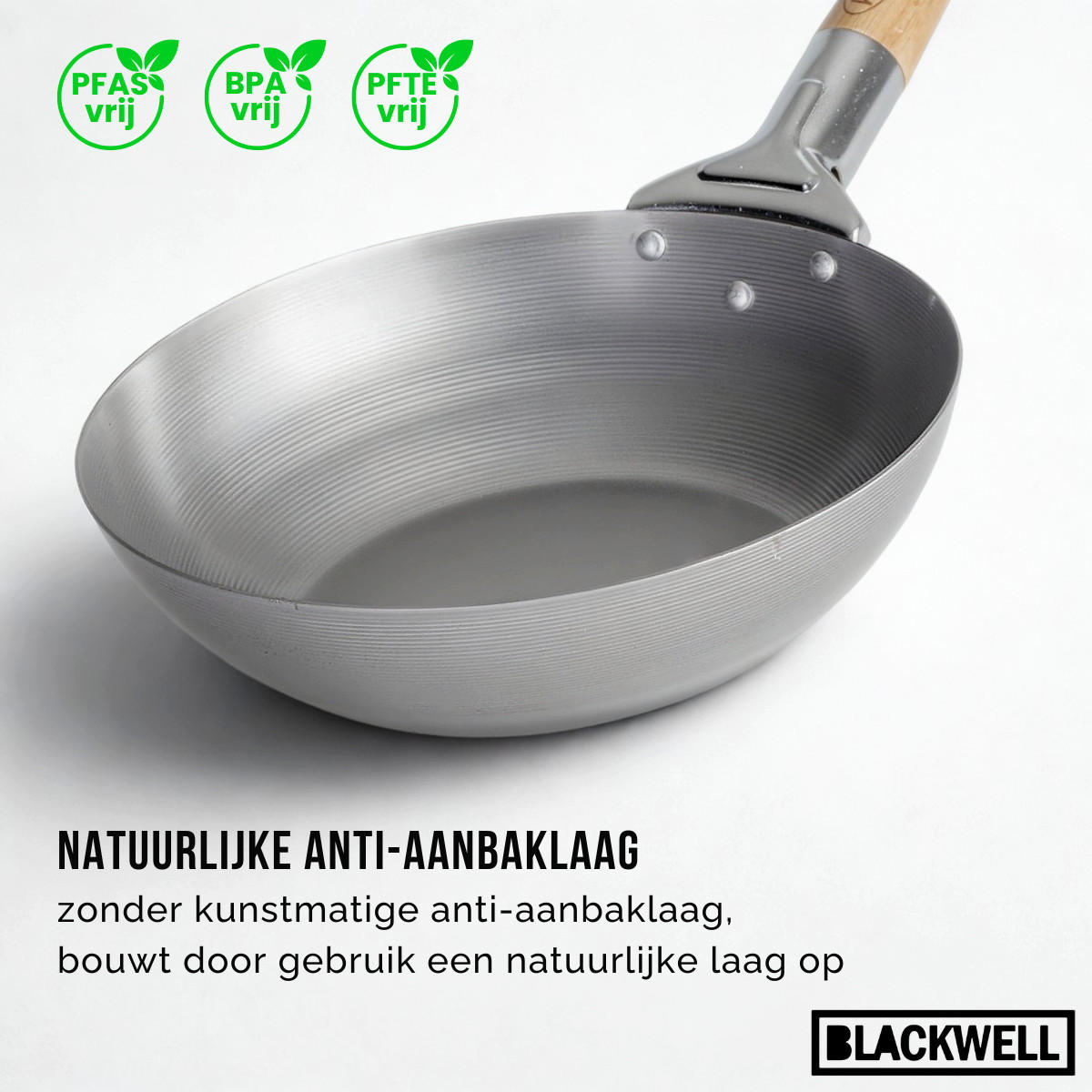 WOK-PFANNE Voccelli Carbonstahl - ø 25 cm - ohne Antihaftbeschichtung - Silberfarben, Metall (25cm) - Blackwell
