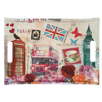 TABLETT London, rechteckige Serviertablett mit Griff 38x27 cm - Multicolor, Kunststoff (27/3/38cm) - Lashuma
