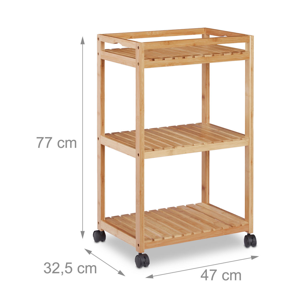 SERVIERWAGEN - Hellbraun, Holz/Kunststoff (47/77/32.5cm) - Relaxdays