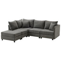 ECKSOFA 220/194/85 cm Grau mit umwandelbarem Fußhocker - Grau, Textil (220/194cm) - Oxeza