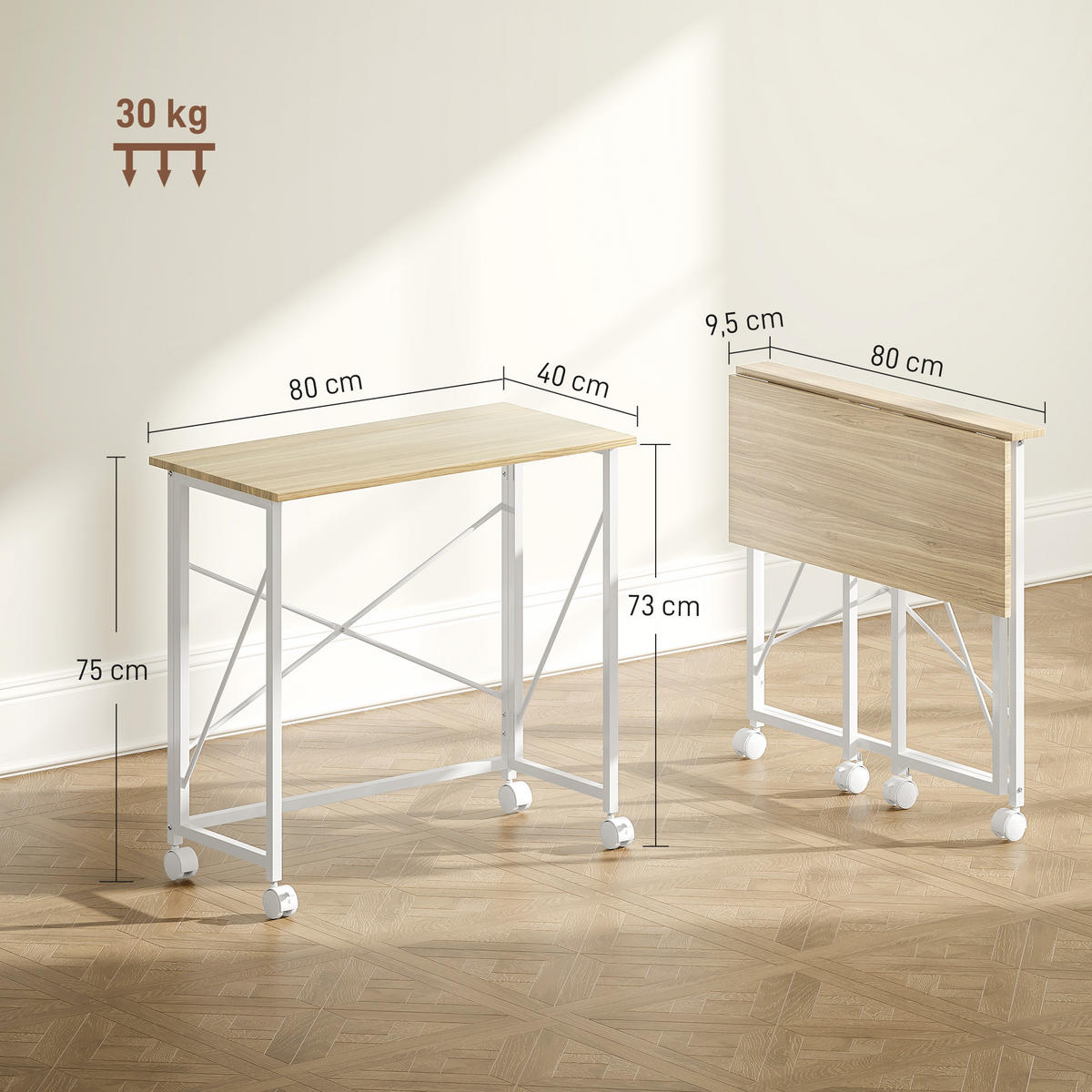 BÜROTISCH Naturholz 1 Stück - Braun, Holzwerkstoff (40/80/75cm) - GiPP