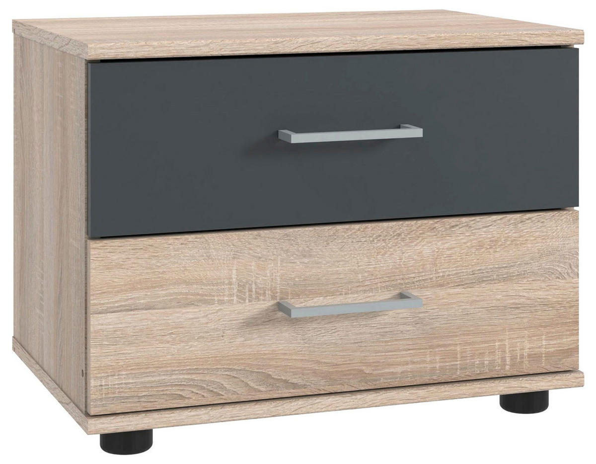 NACHTTISCH Taiga Eiche Sägerau / graphit 52 / 38 / 40cm - Eichefarben, Holz/Holzwerkstoff (52/40/38cm) - Wimex