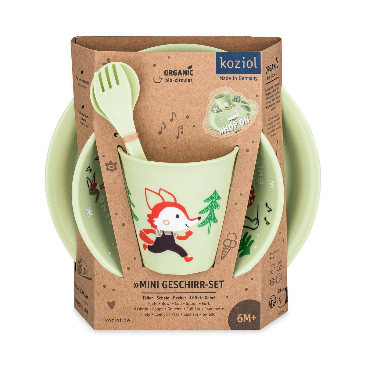 KINDERGESCHIRR-SET Hop On At Home 4-teilig - Grün, Kunststoff (1/1/1cm)