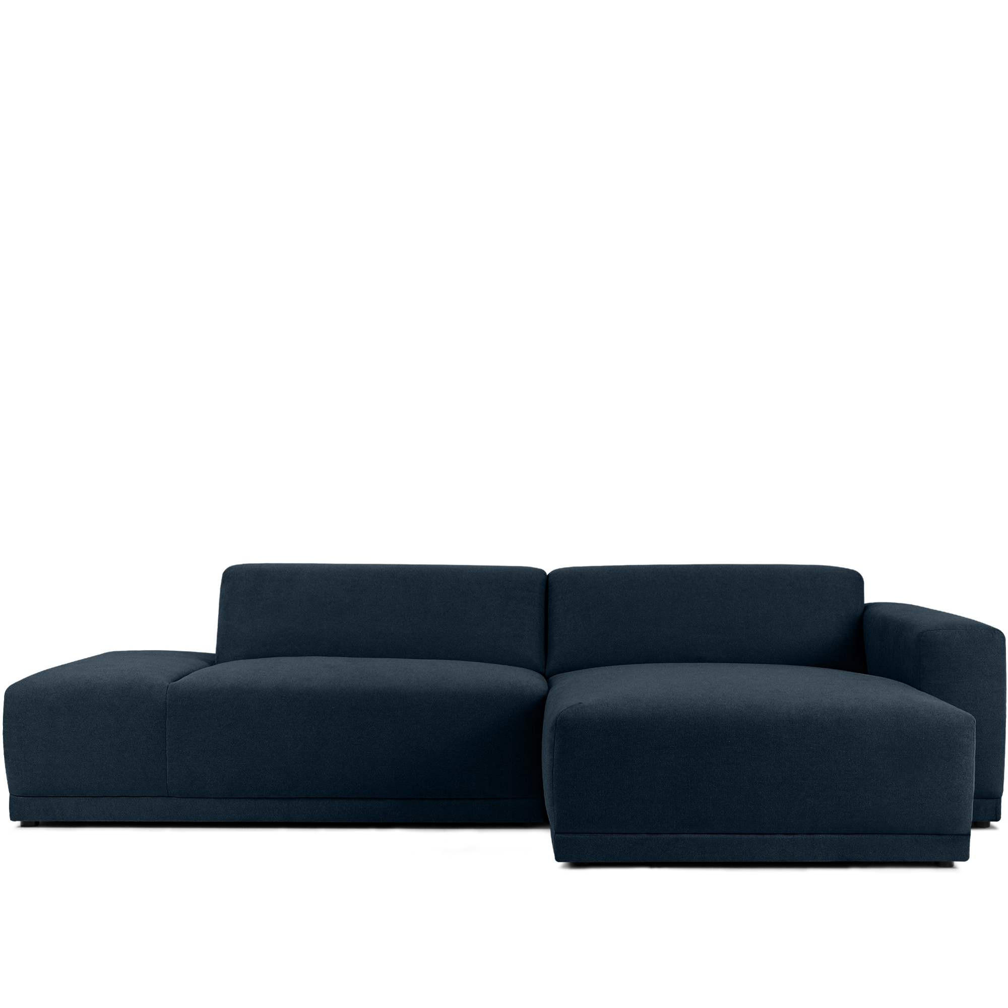 ECKSOFA RECHTS MUDI in moderner Optik mit hochwertigem Kaltschaum, Cord-Stoff, Dunkelblau - Schwarz/Dunkelblau, Textil (280/160cm) - KONSIMO®