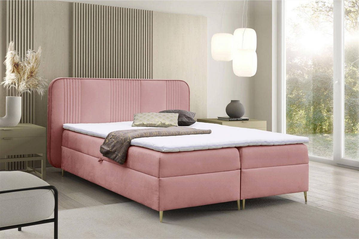 BOXBETT Avery - Rosa, Holzwerkstoff/Textil (160/200cm) - Fun Möbel