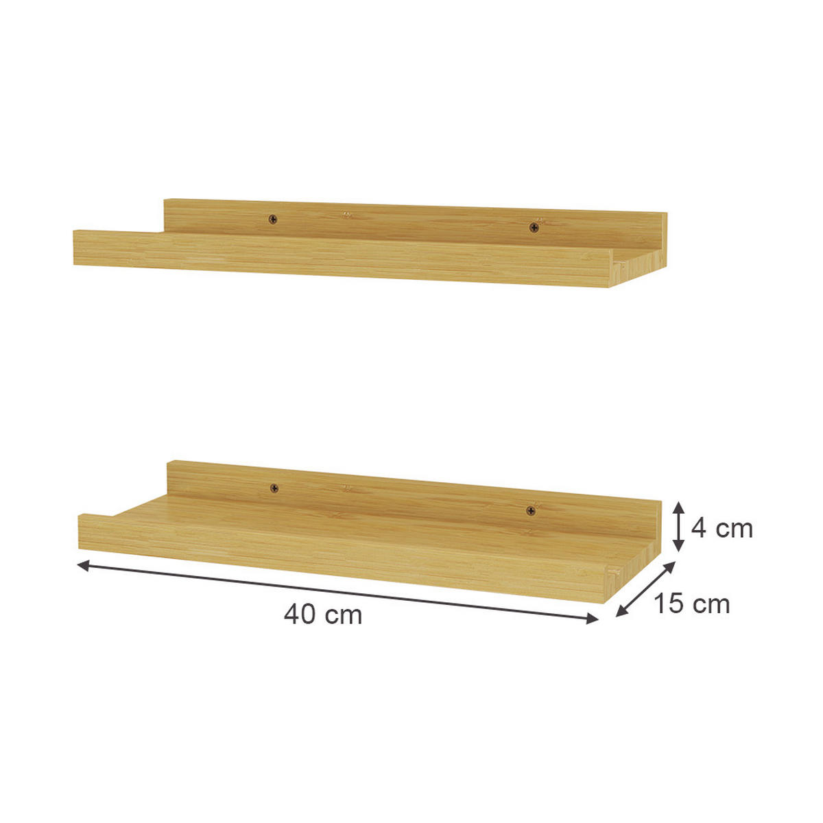 WANDREGAL Linus Naturholz 40 x 4 cm 2er Set - Eichefarben, Holzwerkstoff (40/4/15cm) - Vicco